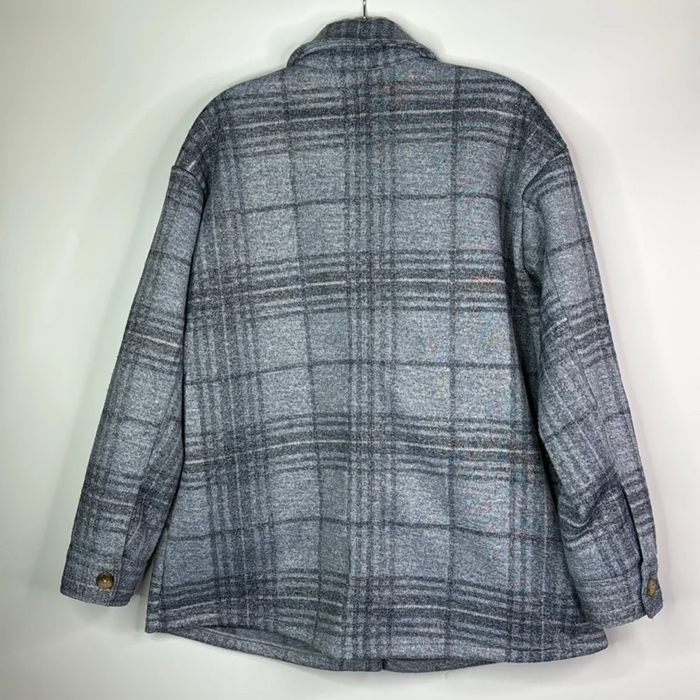 J.Jill Blue Gray Plaid Button Shacket Size Medium